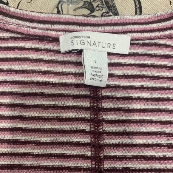 Nordstrom Signature 100% Linen Striped Tee - Picture 5 of 6